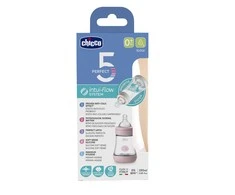 "Chicco" buteliukas Perfect5 0M+150ml rožinis silikoninis