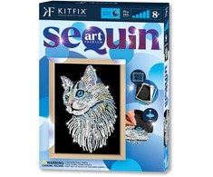 KITFIX DIY „Sequin Art“ mėlynasis rinkinys „Balta katė“
