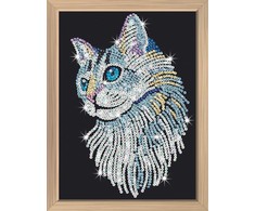 KITFIX DIY „Sequin Art“ mėlynasis rinkinys „Balta katė“