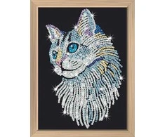 KITFIX DIY „Sequin Art“ mėlynasis rinkinys „Balta katė“