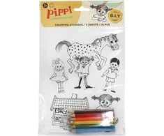 MICKI PIPPI Spalvinami lipdukai „Pepė Ilgakojinė“, 3 lapai
