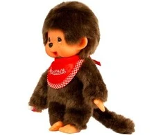 MONCHHICHI klasikinė beždžionė su raudonu seilinuku, 20 cm