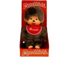 MONCHHICHI Klasikinė beždžionė su raudonu seilinuku, 20 cm
