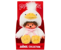 MONCHHICHI Pliušinė beždžionėlė su ančiuko kostiumu, 18 cm