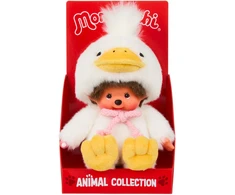 MONCHHICHI Pliušinė beždžionėlė su ančiuko kostiumu, 18 cm