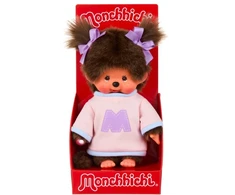 MONCHHICHI Pliušinė beždžionėlė su megztuku, 20 cm