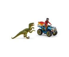 SCHLEICH „Dinosaurs“ Rinkinys - Pabėgimas Nuo Velociraptoriaus Keturračiu