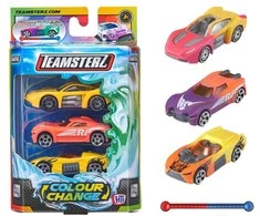 TEAMSTERZ Spalvą keičiantys automobiliai, 3 vnt, 7,5 cm