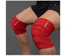 Chiba 44486 Strongman Knee Wrap (kelių apsaugos) (Raudona spalva)