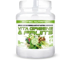Scitec Greens &amp; Fruits (žalumynų mišinys) 600 g. (Pear - Lemon grass skonis)
