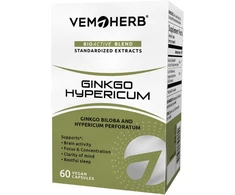 VemoHerb Ginkgo Hypericum (Ginkmedžio lapų ekstrakto ir jonažolės ekstrakto junginys) 60 kaps.