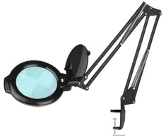 Activeshop Kosmetologinė LED lempa su lupa GLOW 5D/6 8W (juodos spalvos, tvirtinama prie stalo)