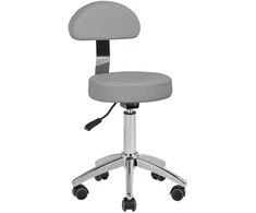 Activeshop Kosmetologinė meistro kėdutė STOOL BEAUTY BACKREST ROUND Pilkas