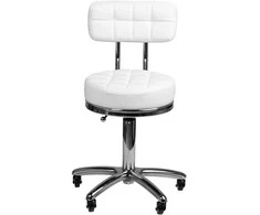 Activeshop Kosmetologinė meistro kėdutė STOOL BEAUTY BACKREST AM-877 Baltas