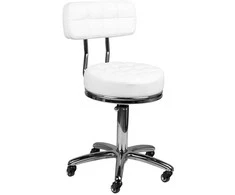 Activeshop Kosmetologinė meistro kėdutė STOOL BEAUTY BACKREST AM-877 Baltas