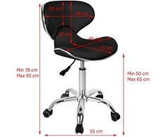 Activeshop Kosmetologinė meistro kėdutė Gabbiano Q-4599 Juodas