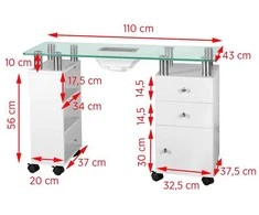 Activeshop Manikiūro stalas su dulkių surinkėju GLASS Baltas