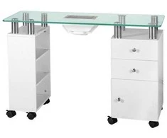 Activeshop Manikiūro stalas su dulkių surinkėju GLASS Baltas