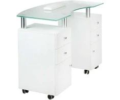 Beauty System Kosmetologinis stalas MANICURE DESK PRO GLASS Baltas