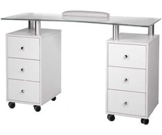 Beauty System Kosmetologinis stalas MANICURE DESK ESTHETIC GLASS Baltas
