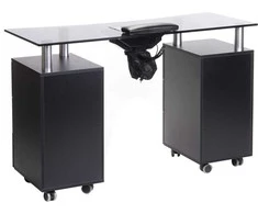Beauty System Manikiūro stalas su dulkių surinkėju MANICURE DESK ELEGANCE GLASS Juodas