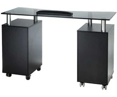 Beauty System Kosmetologinis stalas MANICURE DESK ESTHETIC GLASS Juodas
