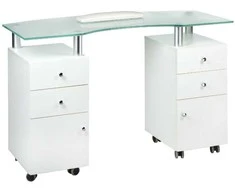 Beauty System Kosmetologinis stalas MANICURE DESK PRO GLASS Baltas