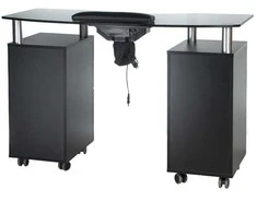 Beauty System Manikiūro stalas su dulkių surinkėju MANICURE DESK PRACTIC GLASS Juodas