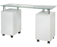 Beauty System Kosmetologinis stalas MANICURE DESK ESTHETIC GLASS Baltas