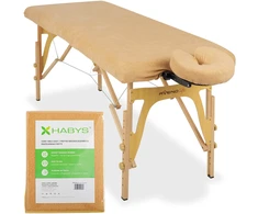 Habys 1 dalies frotinis užvalkalas sulankstomiems stalams – 60/165 cm, smėlio spalvos frotinis užvalkalas galvos atramai