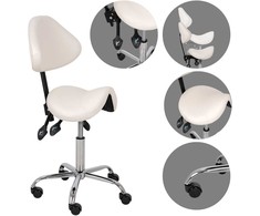 Habys Balninė kosmetologinė meistro kėdutė su atlošu Sola Comfy Base baltas