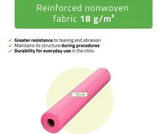 Habys Neaustinė medicinos paklodė rulone 70cm×50m, 18 g/m² (rožinė)
