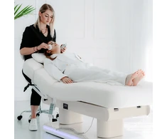Habys Prabangus elektrinis kosmetologinis gultas Eterna Gentle Flex su šildymu, baltas ir kašmyro spalvos pagrindas