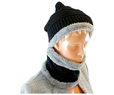 Bq52D Aptel Kepurė, šalikas (rinkinys) UNISEX SET Juodas