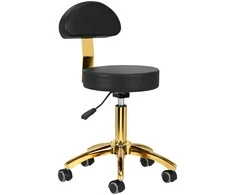 Activeshop Kosmetologinė meistro kėdutė STOOL BEAUTY BACKREST ROUND GOLD Juodas