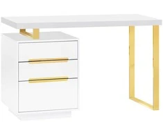 Activeshop Kosmetologinis stalas 3311G Gold Baltas