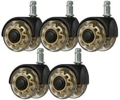 Activeshop „Roll Speed Duo“ stumiami taburetės ratukai, 5 vnt. rinkinys