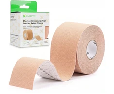 Sporto ir reabilitacijos kinezio juosta (kineziologinis teipas) Habys Strong Elastic 5 cm × 5 m, smėlio
