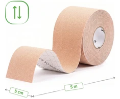 Sporto ir reabilitacijos kinezio juosta (kineziologinis teipas) Habys Strong Elastic 5 cm × 5 m, smėlio