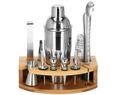 Springos Kokteilių gaminimo rinkinys su bambuko stovu PROFESSIONAL SET, 750ml 12vnt. MAXI