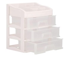 Springos Kosmetikos priemonių dėžutė BEAUTY BOX 3 DRAWERS OPEN CREAM