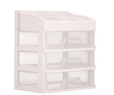 Springos Kosmetikos priemonių dėžutė BEAUTY BOX 3 DRAWERS OPEN CREAM