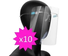 Apsauginis veido skydelis SUPER LIGHT COVID STOP (akinių rėmeliai + apsauginis skydelis) (10 vnt.)