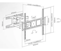 Laikiklis TV Wall Mount 37-80 Full Motion Extra Slim