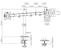 Laikiklis Universal tabletop double monitorius stand