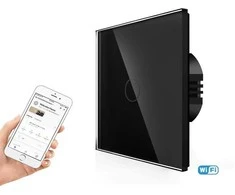Spring One gang, one way wifi touch switch (juodas, glass)