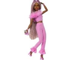 Mattel BARBIE DELUXE FASHIONISTAS lėlė rožiniu kostiumu (HYV28)