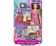 Mattel BARBIE lėlės ir šunelių pižamų vakarėlio rinkinys (HXN01)