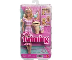 Mattel BARBIE TWINNING LOOKS šviesiaplaukės lėlės ir šunelio rinkinys (JFP36)