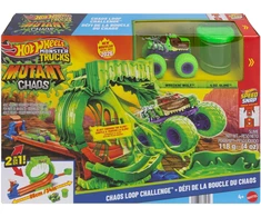 Mattel HOT WHEELS MONSTER TRUCKS MUTANT CHAOS triukų trasa su slaimu (JMK91)